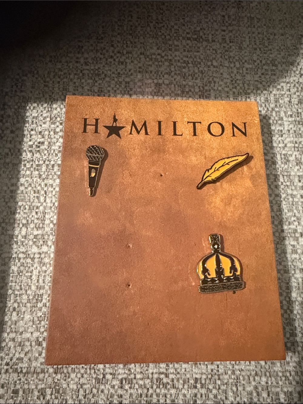 Hamilton Gold and Brown Enamel Pin Trio on Branded Card